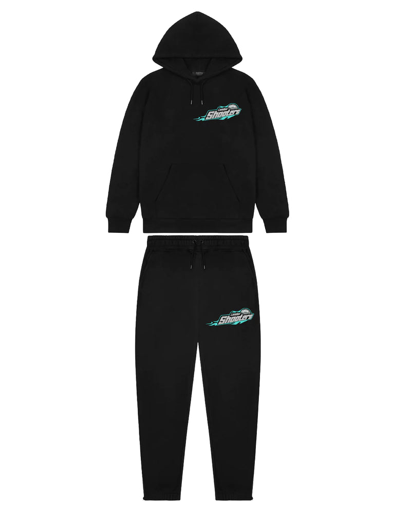 TRAPSTAR SHOOTERS LONDON SMALL PRINT TRACKSUIT - BLACK/TEAL